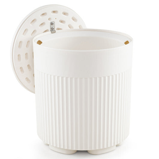 3-in-1 Outdoor Cooler Side Table with Fluted Design for Deck-White LuxuryLifeWay Online Store