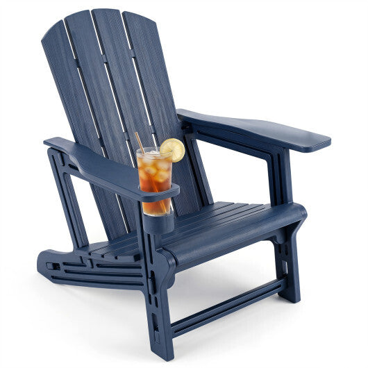 HDPE Adirondack Chairs with Realistic Wood Grain for Backyard Lawn-Black LuxuryLifeWay Online Store