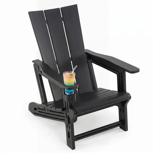 HDPE Outdoor Adirondack Chairs with Cup Holder-Gray