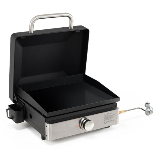 1-Burner Portable Gas Griddle with Lid Non-Stick Ceramic Griddle Plate-Black LuxuryLifeWay Online Store