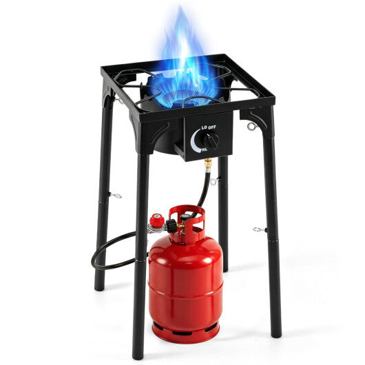 1 Burner Propane Stove 80000 BTU with Adjustable Regulator and Hose for Camping BBQ-Black LuxuryLifeWay Online Store