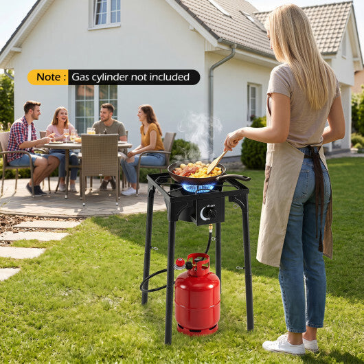 1 Burner Propane Stove 80000 BTU with Adjustable Regulator and Hose for Camping BBQ-Black LuxuryLifeWay Online Store