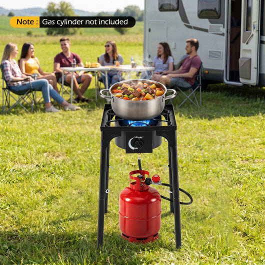 1 Burner Propane Stove 80000 BTU with Adjustable Regulator and Hose for Camping BBQ-Black LuxuryLifeWay Online Store