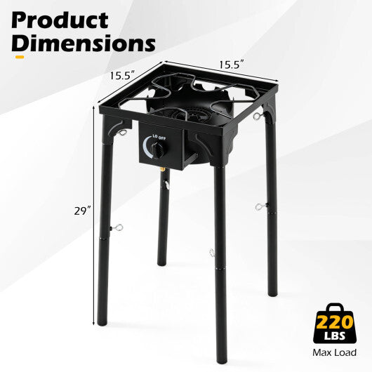 1 Burner Propane Stove 80000 BTU with Adjustable Regulator and Hose for Camping BBQ-Black LuxuryLifeWay Online Store