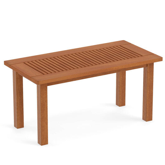35.5 Inch Outdoor Modern Rectangular Coffee Table with Slatted Top for Backyard LuxuryLifeWay Online Store