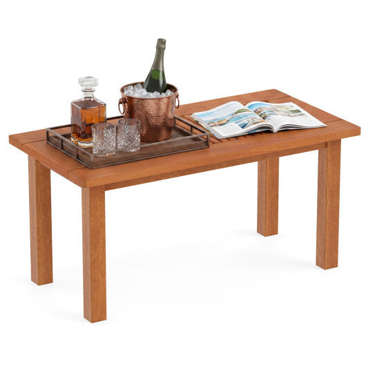 35.5 Inch Outdoor Modern Rectangular Coffee Table with Slatted Top for Backyard LuxuryLifeWay Online Store