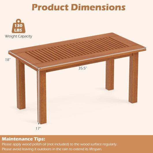35.5 Inch Outdoor Modern Rectangular Coffee Table with Slatted Top for Backyard LuxuryLifeWay Online Store