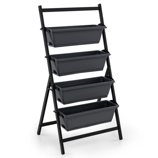 4-Tier Vertical Raised Garden Bed with 4 Containers and Drainage Holes-Black LuxuryLifeWay Online Store