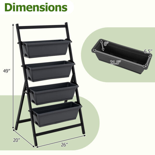 4-Tier Vertical Raised Garden Bed with 4 Containers and Drainage Holes-Black LuxuryLifeWay Online Store