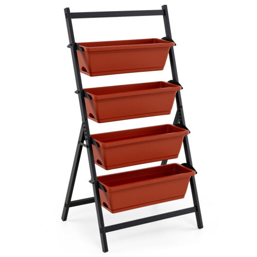 4-Tier Vertical Raised Garden Bed with 4 Containers and Drainage Holes-Black LuxuryLifeWay Online Store