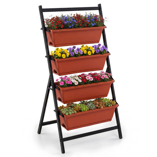 4-Tier Vertical Raised Garden Bed with 4 Containers and Drainage Holes-Black LuxuryLifeWay Online Store