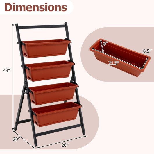4-Tier Vertical Raised Garden Bed with 4 Containers and Drainage Holes-Black LuxuryLifeWay Online Store