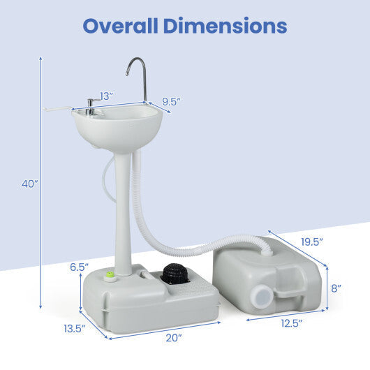 4.5 Gal Wash Basin Stand with 6.34 Gal Recovery Tank and Rolling Wheels LuxuryLifeWay Online Store