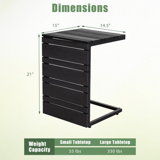 Set of 2 Space-Saving C-Shaped Side Table with Wood-Plastic Top-Black LuxuryLifeWay Online Store