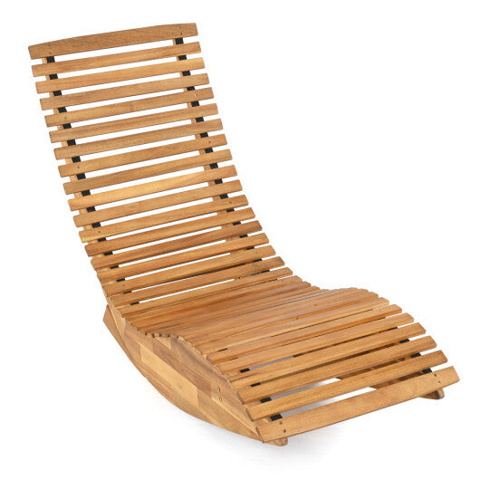 Acacia Wood Rocking Patio Lounge Chair Wooden Rocking Recliner for Garden Lawn-Set of 1 LuxuryLifeWay Online Store