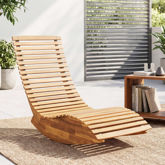 Acacia Wood Rocking Patio Lounge Chair Wooden Rocking Recliner for Garden Lawn-Set of 1 LuxuryLifeWay Online Store