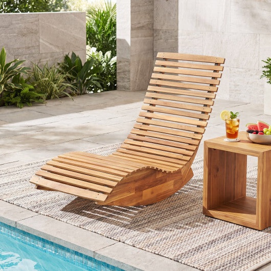 Acacia Wood Rocking Patio Lounge Chair Wooden Rocking Recliner for Garden Lawn-Set of 1 LuxuryLifeWay Online Store
