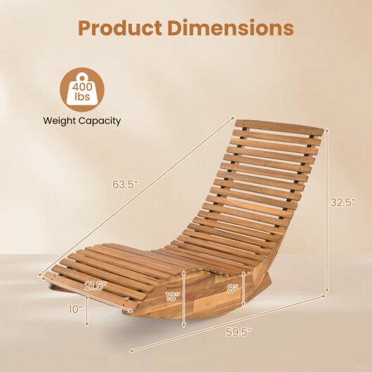 Acacia Wood Rocking Patio Lounge Chair Wooden Rocking Recliner for Garden Lawn-Set of 1 LuxuryLifeWay Online Store