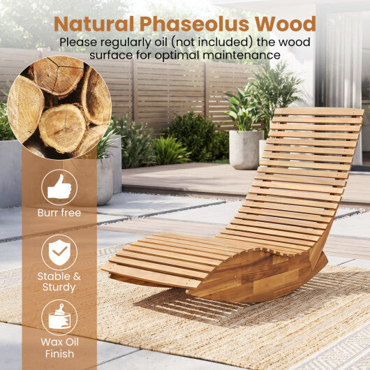 Acacia Wood Rocking Patio Lounge Chair Wooden Rocking Recliner for Garden Lawn-Set of 1 LuxuryLifeWay Online Store