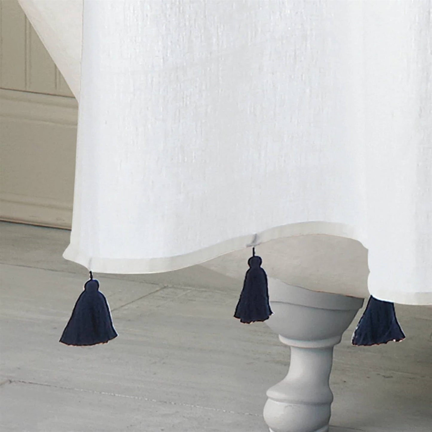 72-inch Navy and White Stripes Cotton Shower Curtain LuxuryLifeWay Online Store
