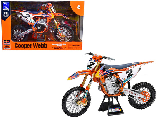 KTM 450 SX-F #2 Cooper Webb "Red Bull KTM Factory Racing" SuperCross 1/6 Diecast Model by New Ray LuxuryLifeWay Online Store