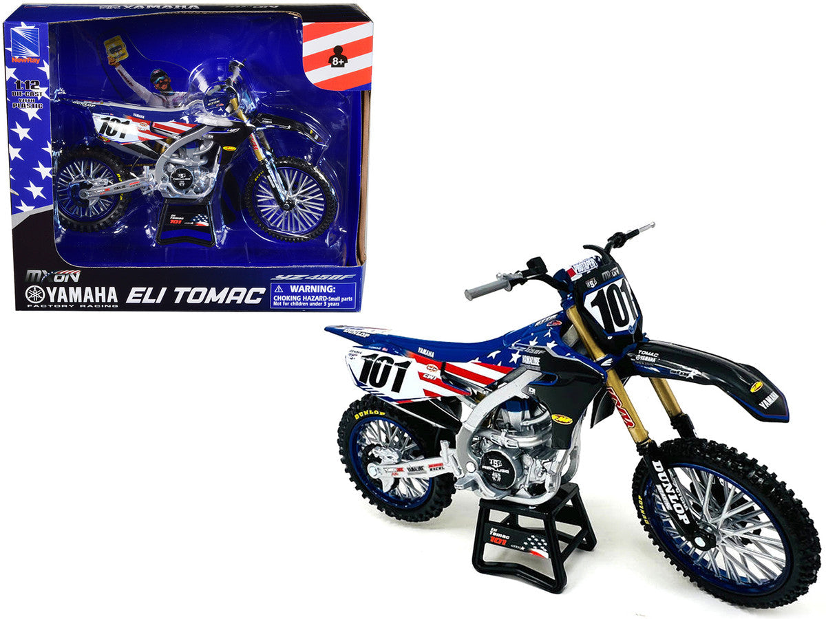 Yamaha YZ450F Dirt Bike Motorcycle #101 Eli Tomac American Flag Livery "Motocross of Nations" 1/12 Model by New Ray LuxuryLifeWay Online Store