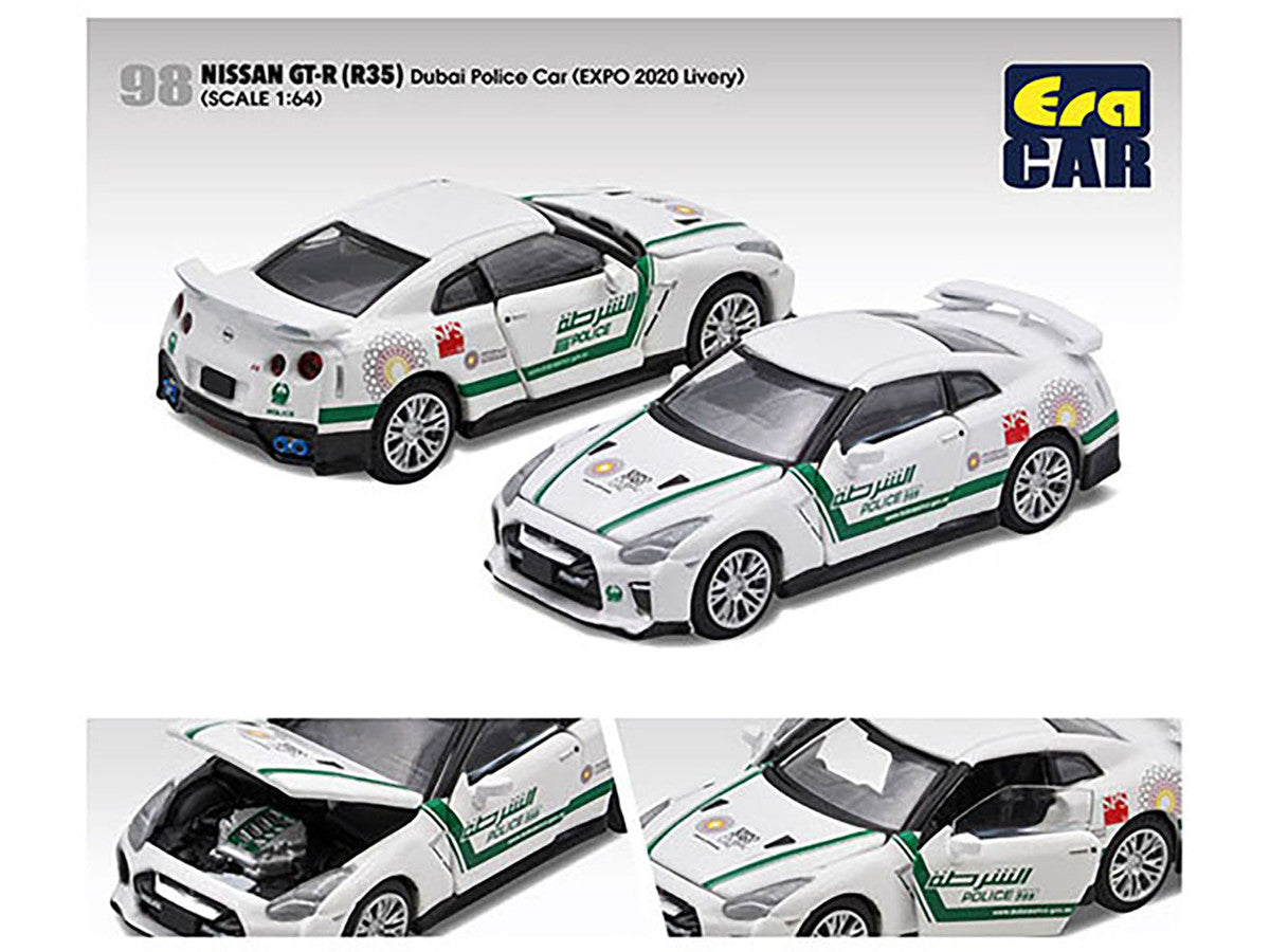 Nissan GT-R (R35) White Dubai Police "EXPO 2020" Livery Limited Edition to 720 pieces Worldwide 1/64 Diecast Model Car by Era Car LuxuryLifeWay Online Store