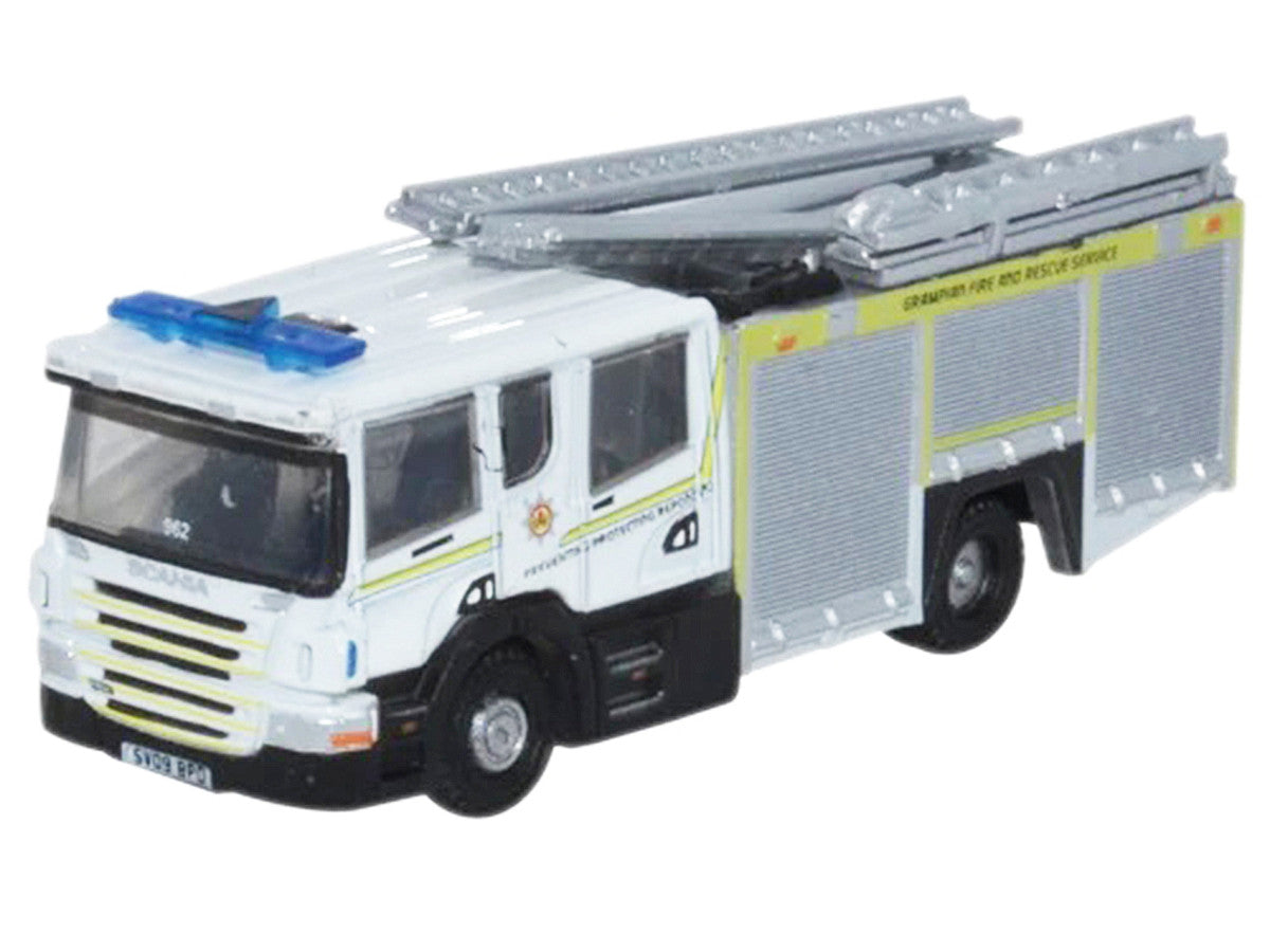 Scania Pump Ladder Fire Engine "Grampian Fire and Rescue" White with Yellow Stripes 1/148 (N) Scale Diecast Model Car by Oxford Diecast LuxuryLifeWay Online Store