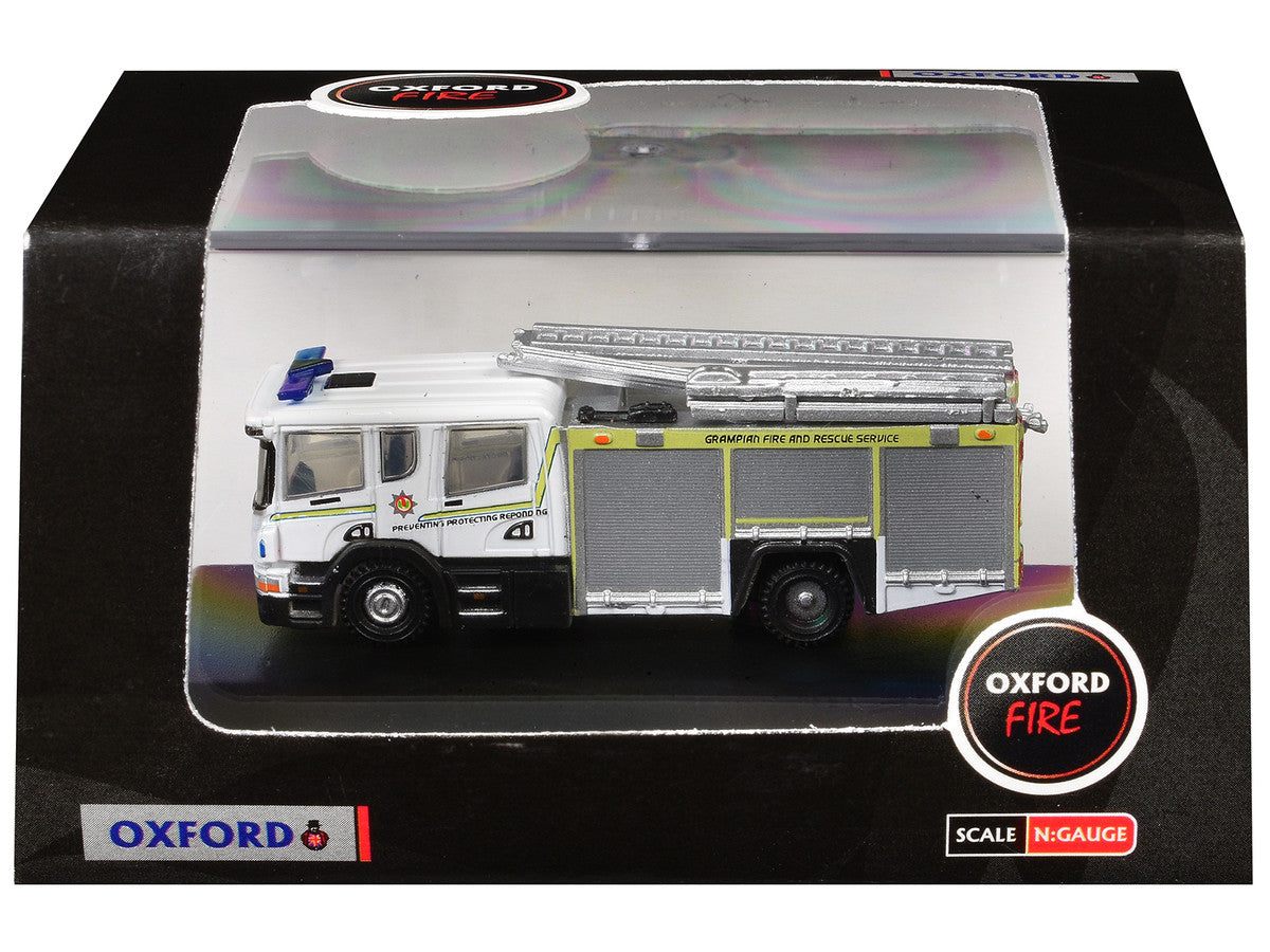 Scania Pump Ladder Fire Engine "Grampian Fire and Rescue" White with Yellow Stripes 1/148 (N) Scale Diecast Model Car by Oxford Diecast LuxuryLifeWay Online Store