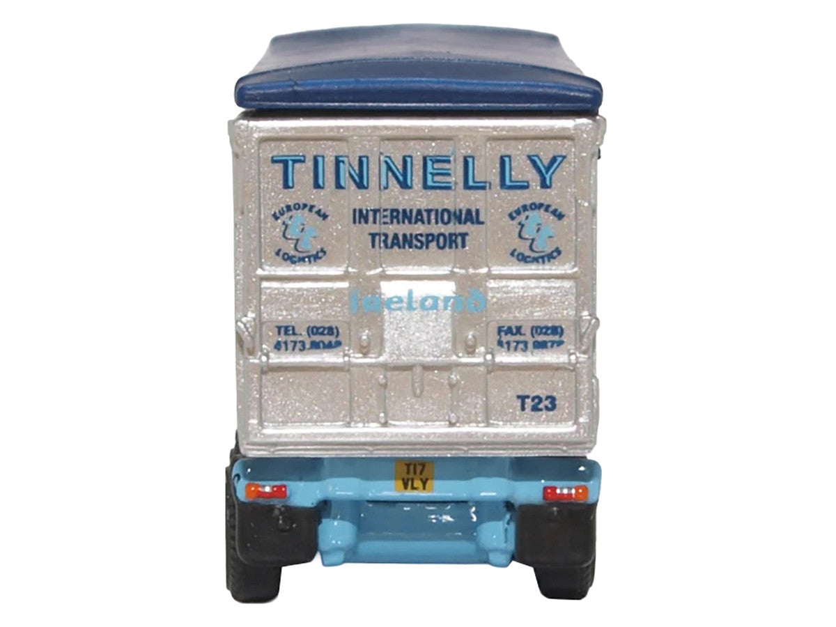 Scania T-Cab Truck RHD (Right Hand Drive) with Covered Dump Trailer "Tinnelly" White with Blue Graphics 1/148 (N) Scale Diecast Model Car by Oxford Diecast LuxuryLifeWay Online Store