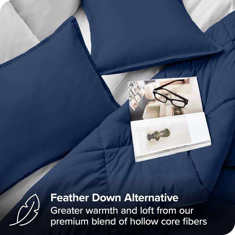 Queen size Super Soft Down Alternative Comforter Set in Navy Blue LuxuryLifeWay Online Store