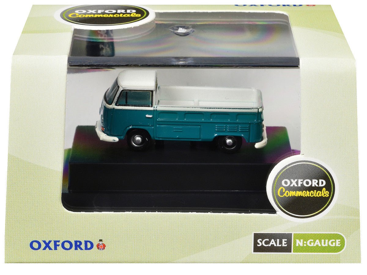 Volkswagen T2 Pickup Truck Emerald Green and Arkona White 1/148 (N) Scale Diecast Model Car by Oxford Diecast LuxuryLifeWay Online Store