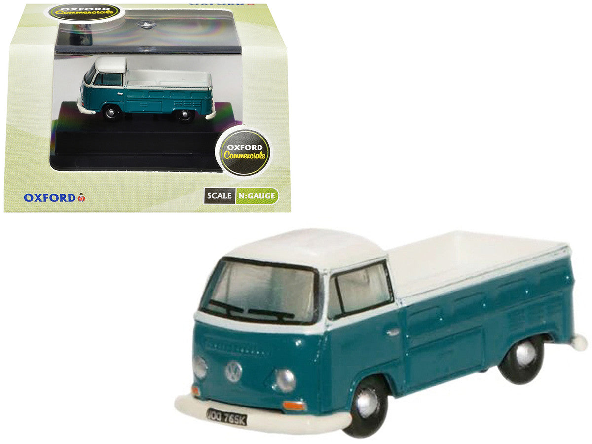 Volkswagen T2 Pickup Truck Emerald Green and Arkona White 1/148 (N) Scale Diecast Model Car by Oxford Diecast LuxuryLifeWay Online Store