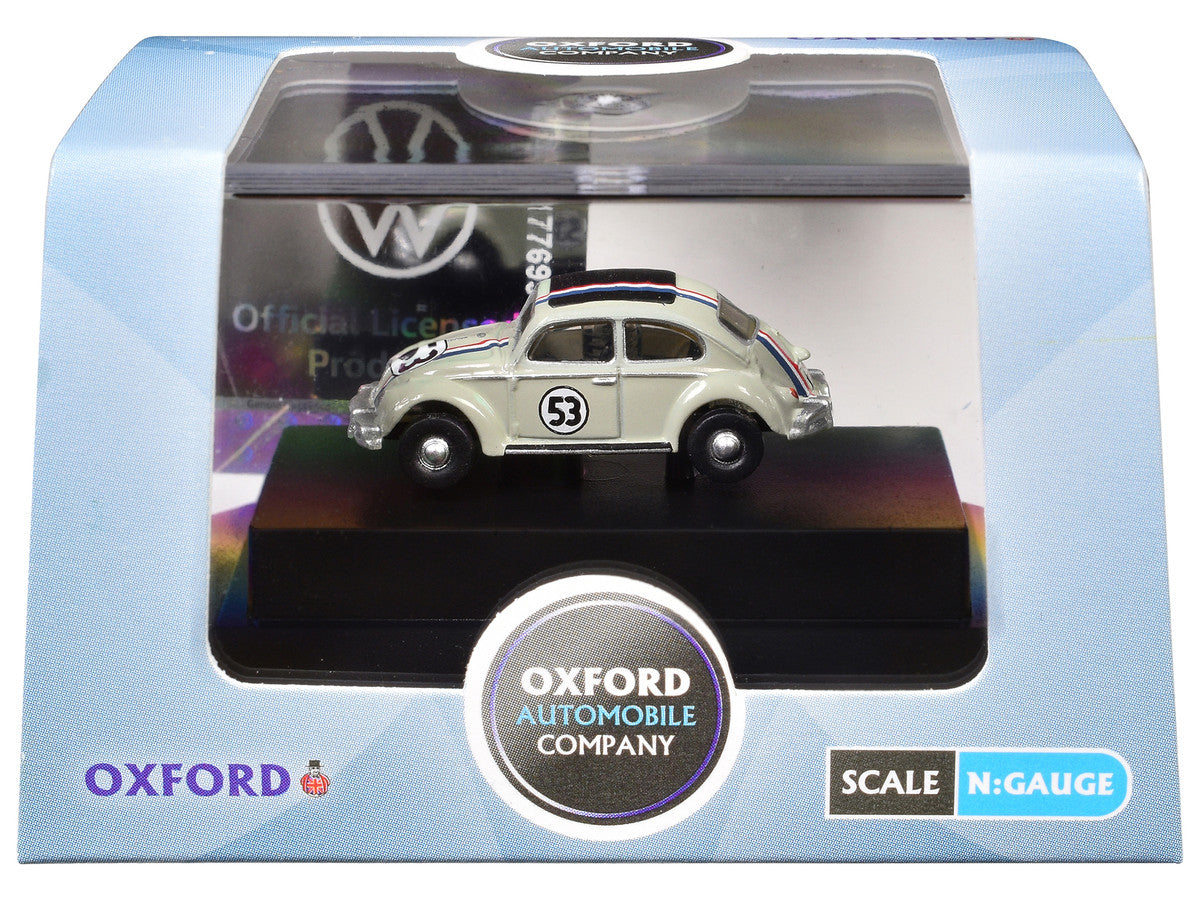 Volkswagen Beetle #53 Beige with Stripes and Black Top 1/148 (N) Scale Diecast Model Car by Oxford Diecast LuxuryLifeWay Online Store