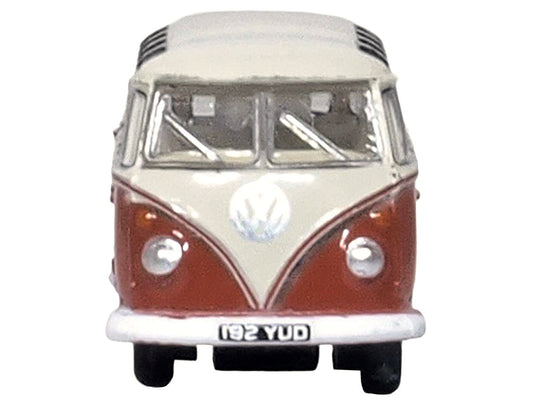 Volkswagen T1 Samba Bus Sealing Wax Red and Gray 1/148 (N) Scale Diecast Model Car by Oxford Diecast LuxuryLifeWay Online Store
