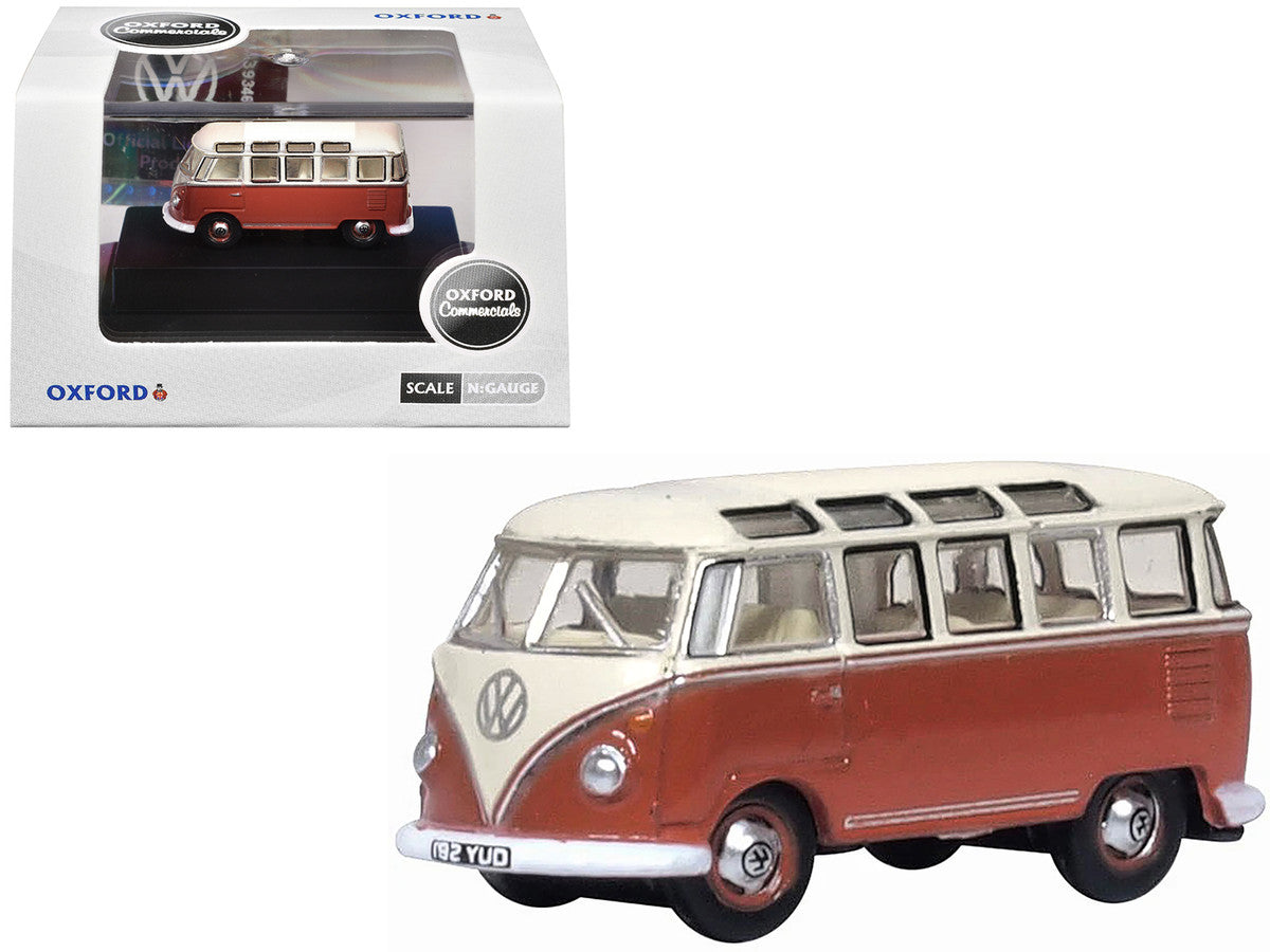 Volkswagen T1 Samba Bus Sealing Wax Red and Gray 1/148 (N) Scale Diecast Model Car by Oxford Diecast LuxuryLifeWay Online Store