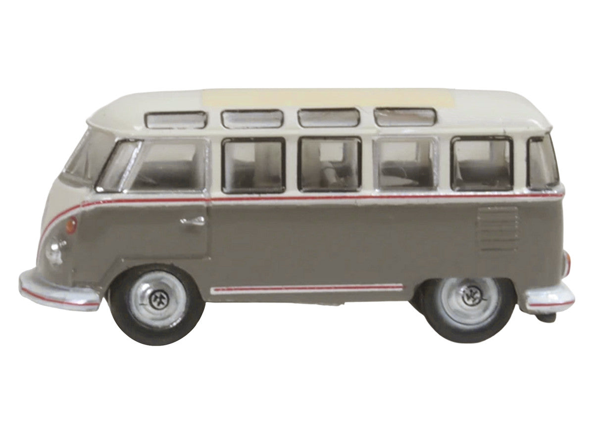 Volkswagen T1 Samba Bus Mouse Grey and Pearl White with Red Stripes 1/148 (N) Scale Diecast Model Car by Oxford Diecast LuxuryLifeWay Online Store