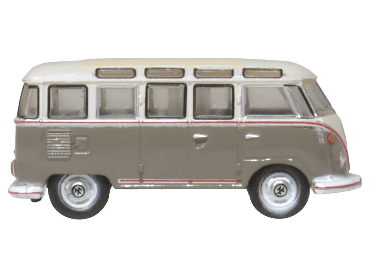 Volkswagen T1 Samba Bus Mouse Grey and Pearl White with Red Stripes 1/148 (N) Scale Diecast Model Car by Oxford Diecast LuxuryLifeWay Online Store