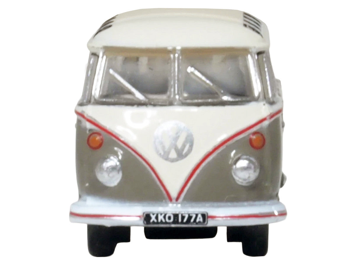 Volkswagen T1 Samba Bus Mouse Grey and Pearl White with Red Stripes 1/148 (N) Scale Diecast Model Car by Oxford Diecast LuxuryLifeWay Online Store