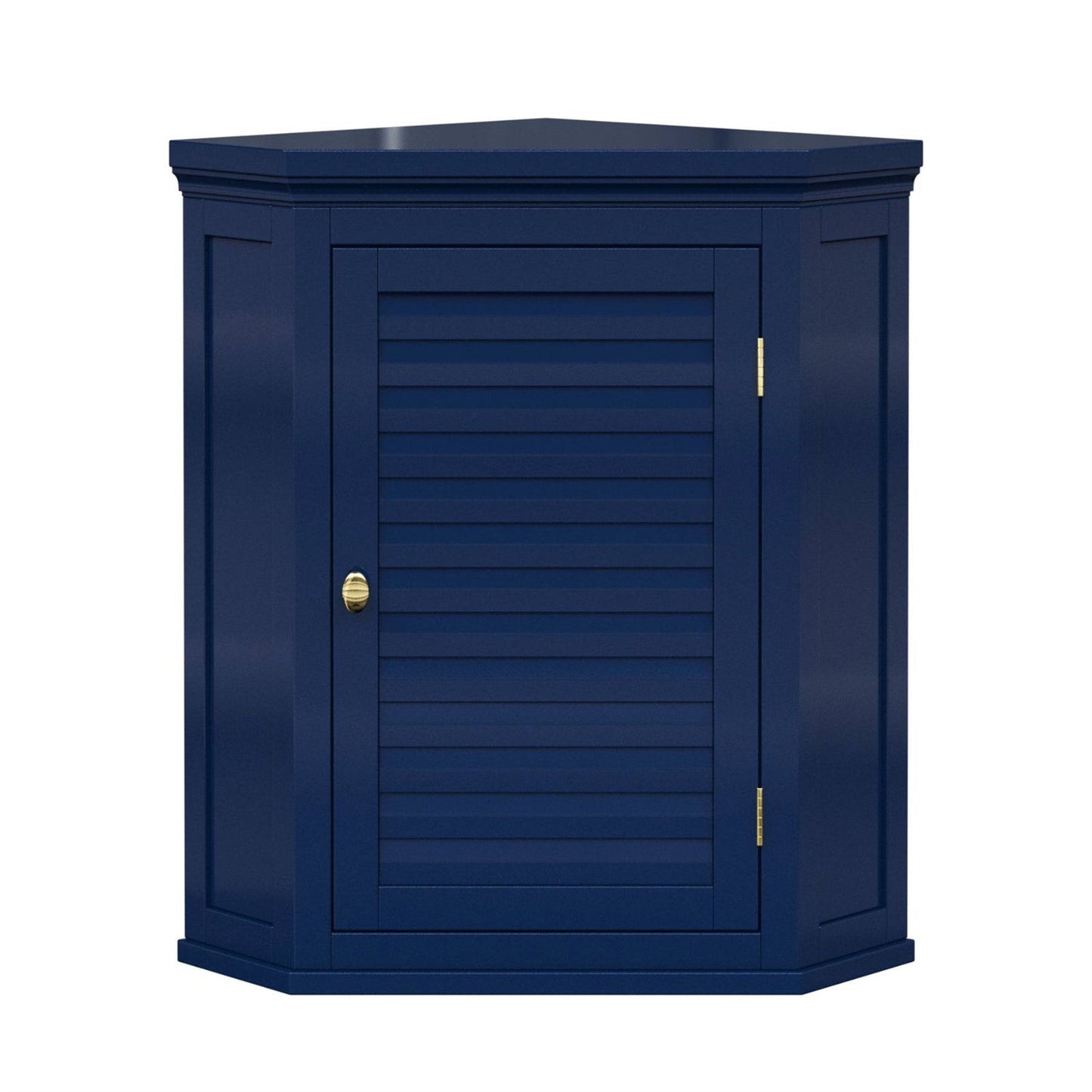 Navy Wall Mounted Corner 1-Door Louvered Bathroom Wall Cabinet LuxuryLifeWay Online Store