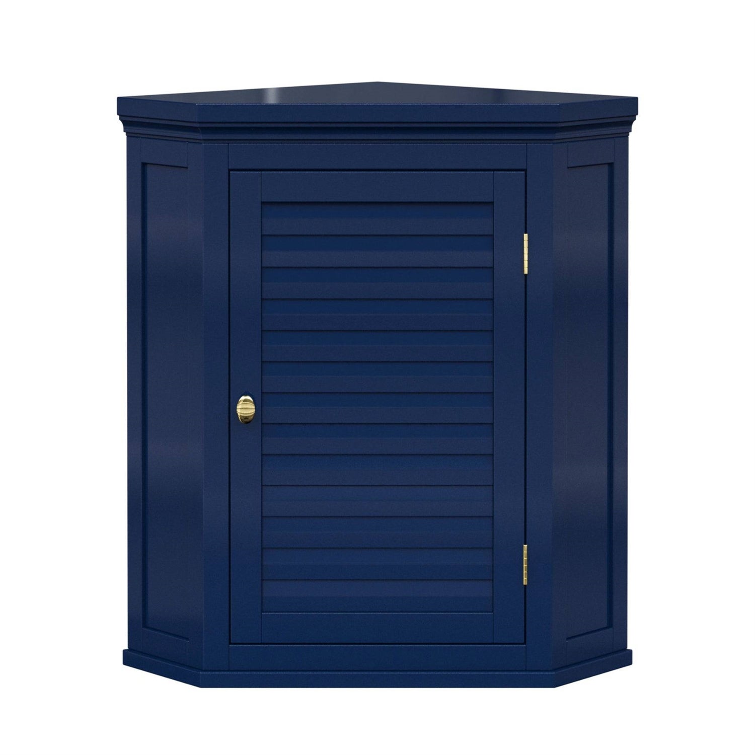 Navy Wall Mounted Corner 1-Door Louvered Bathroom Wall Cabinet LuxuryLifeWay Online Store