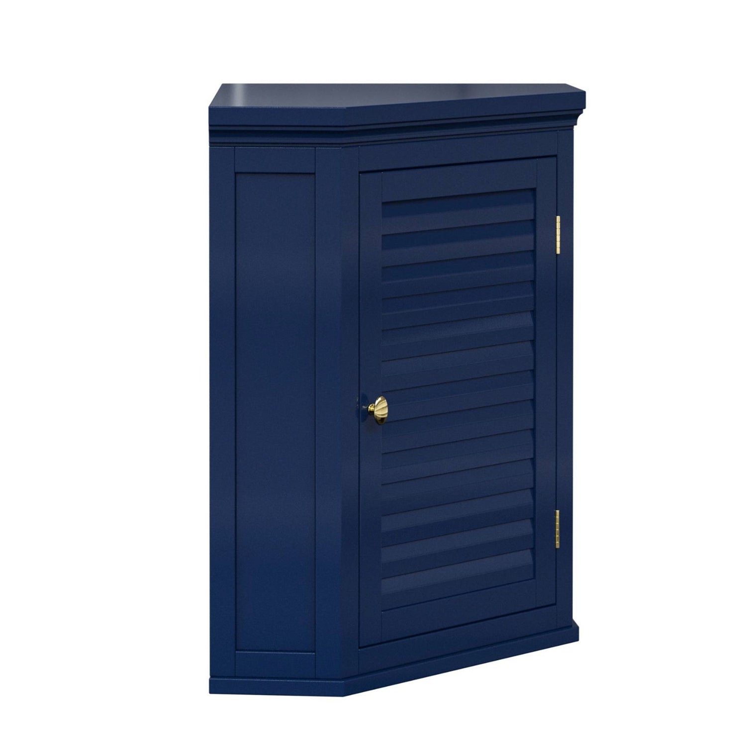 Navy Wall Mounted Corner 1-Door Louvered Bathroom Wall Cabinet LuxuryLifeWay Online Store