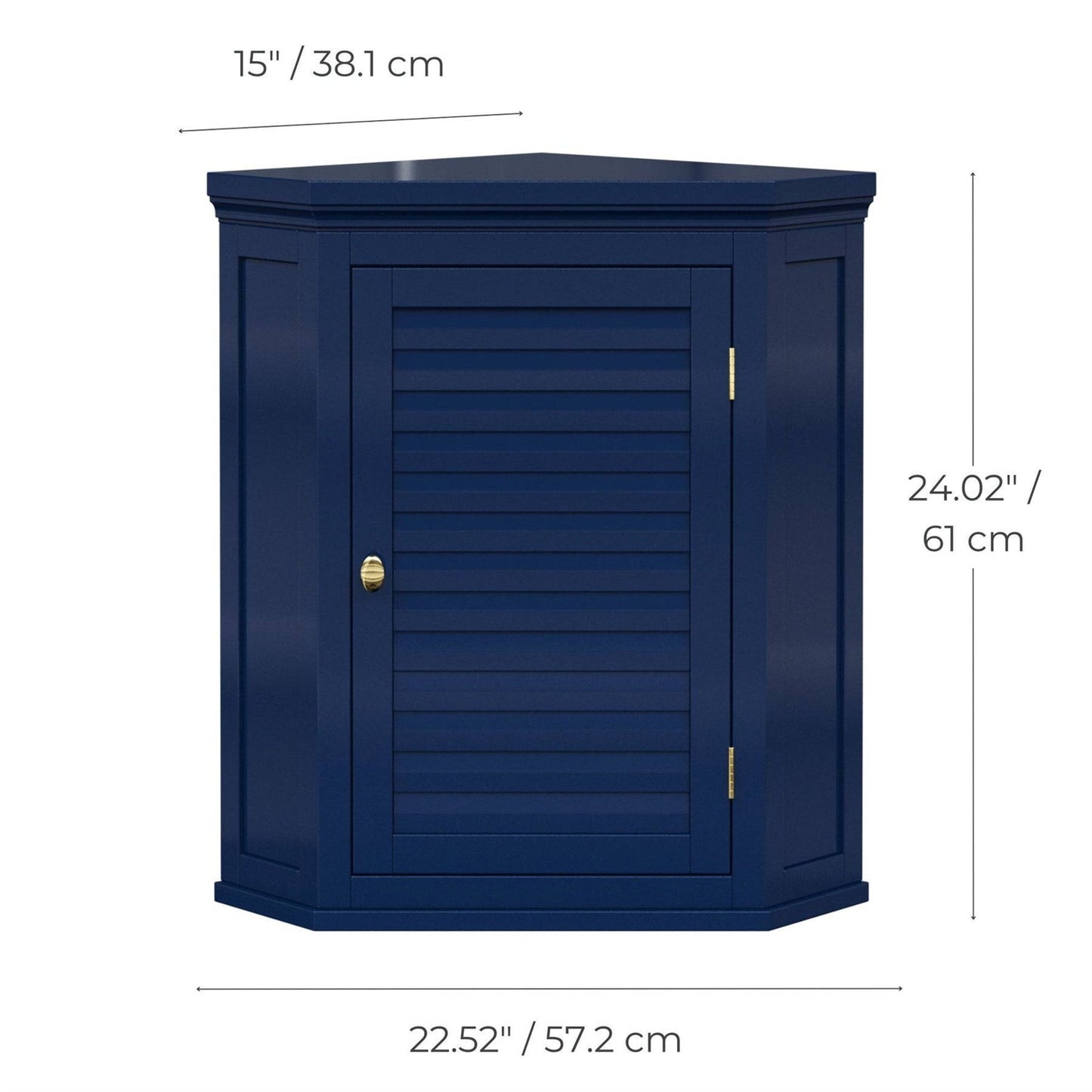 Navy Wall Mounted Corner 1-Door Louvered Bathroom Wall Cabinet LuxuryLifeWay Online Store