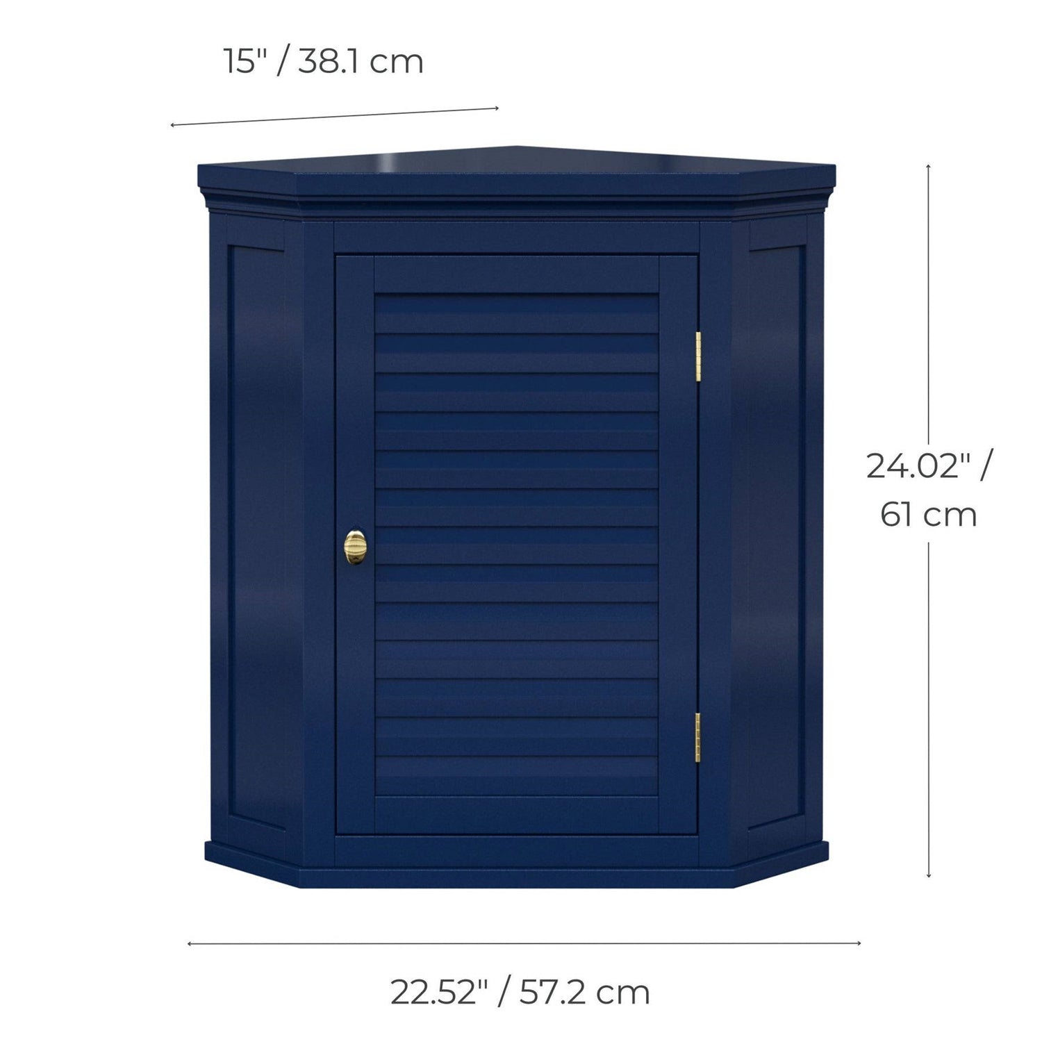 Navy Wall Mounted Corner 1-Door Louvered Bathroom Wall Cabinet LuxuryLifeWay Online Store