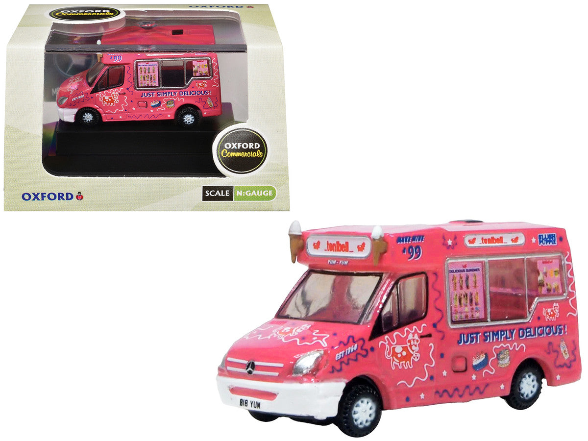 Whitby Mondial Ice Cream Van "Tonibell" Pink with Graphics 1/76 (OO) Scale Diecast Model Car by Oxford Diecast LuxuryLifeWay Online Store