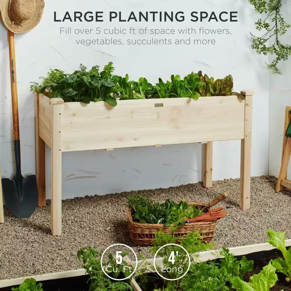 Outdoor 4-ft x 2-ft Fir Wood Raised Garden Bed Planter Box LuxuryLifeWay Online Store