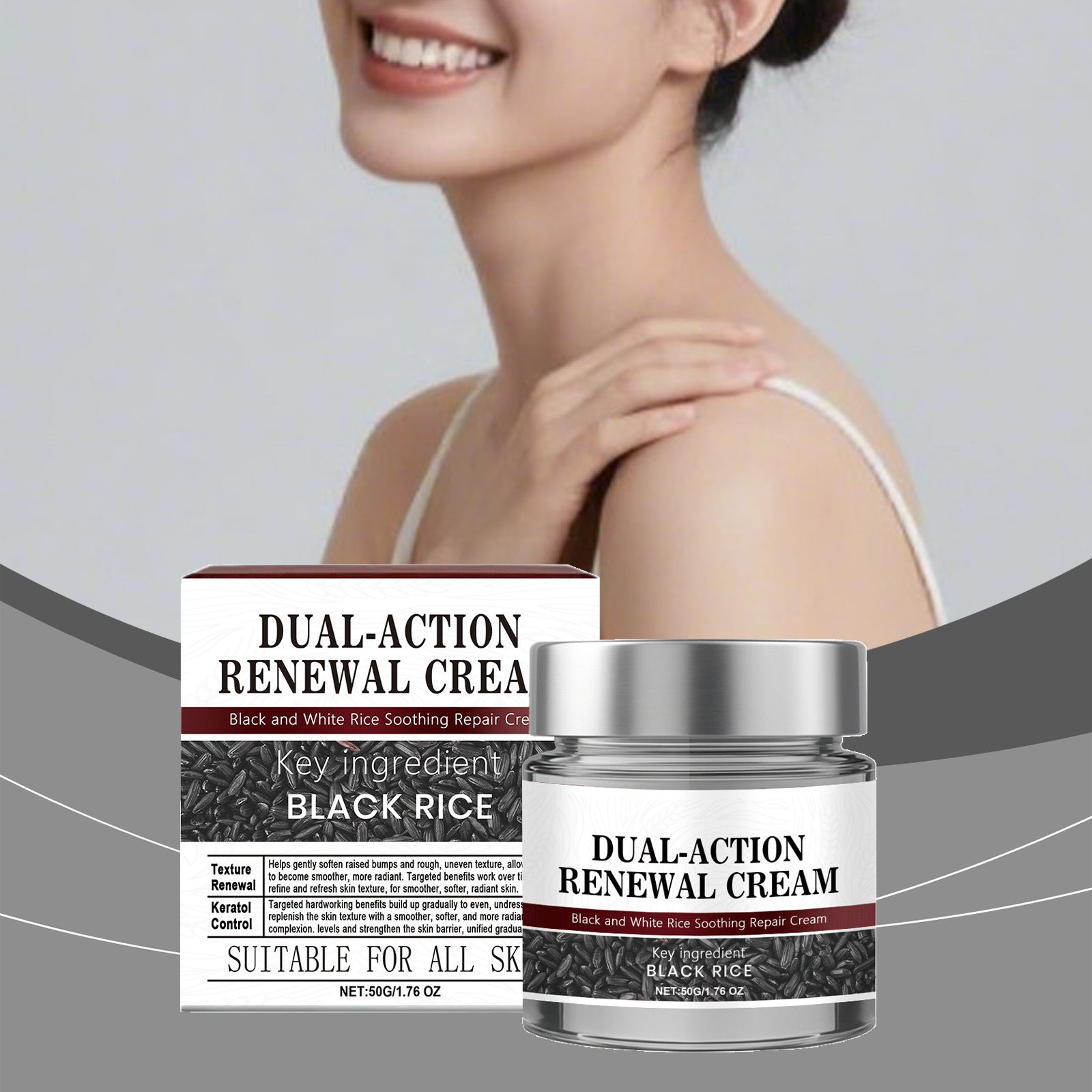 Black Rice Cream Hydrating Tighten Lifting Brightning Repairing Improve Elasticity Prevent Sagging Smoothing Glowing Moisturizer Pi-Mart