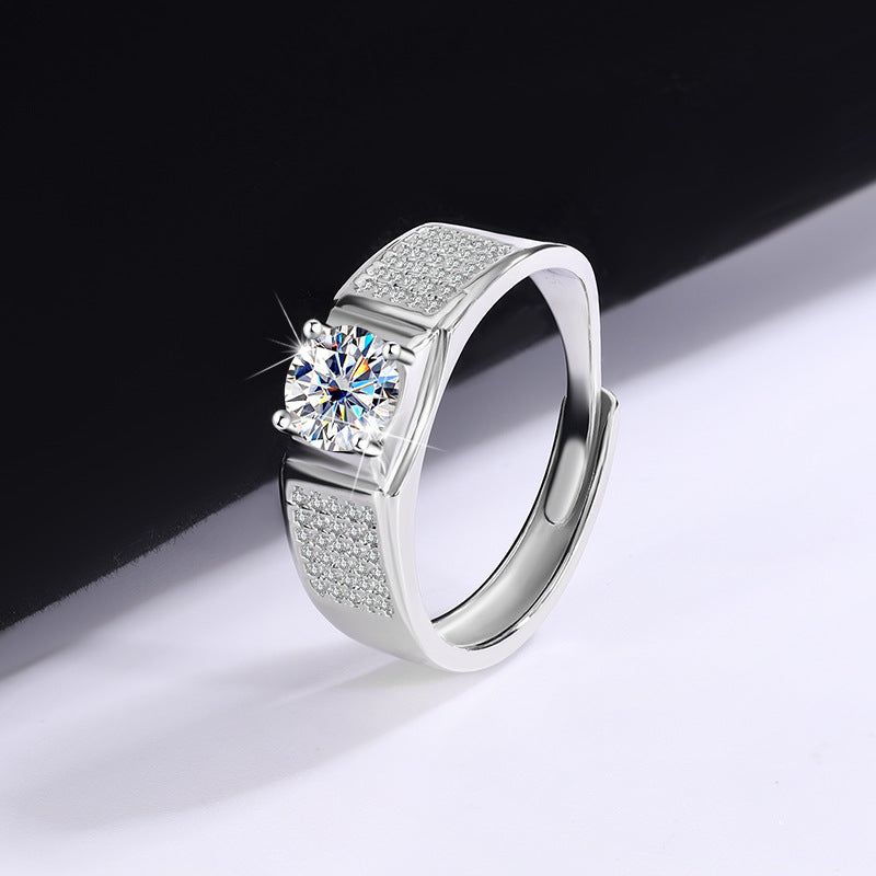 D Color Moissanite Starry Men's Ring LadyShow.Store