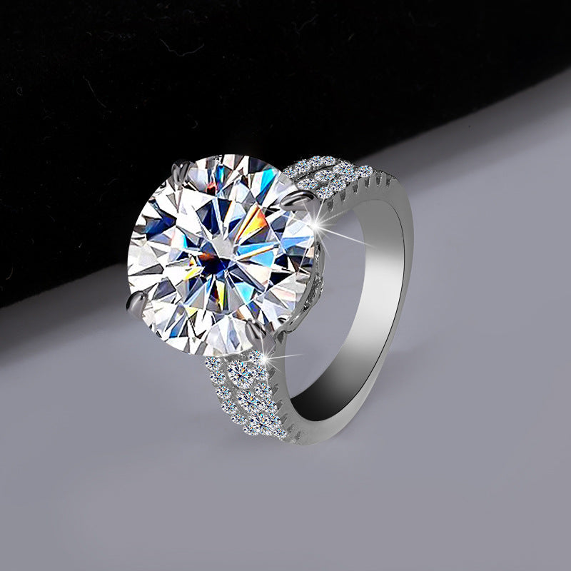 S925 Sterling Silver Bow Big Diamond 10 Karat Moissanite Ring LadyShow.Store