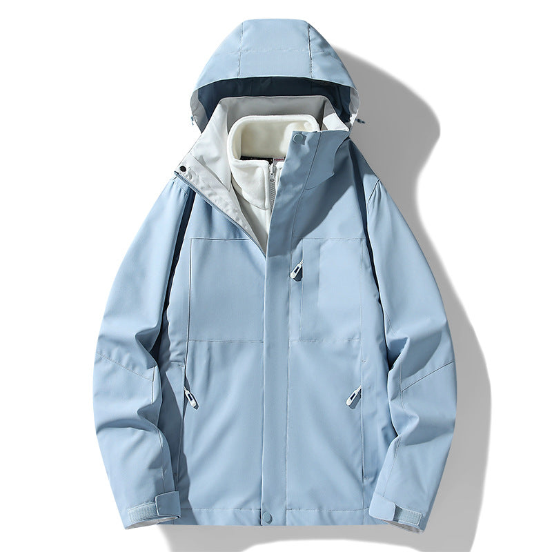 Three-in-one Removable Fleece-lined Thickened Windproof Waterproof Jacket